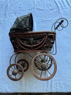 Source Unknown Brown Vintage-Style Decorative Baby Carriage